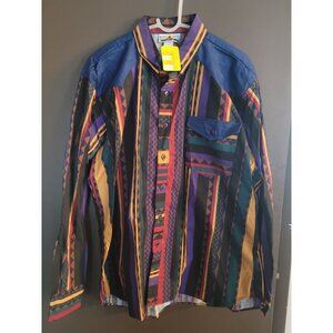 Vntg NOS Dakota Sunset Western Long Sleeve Button Up Shirt Brushpopper Large